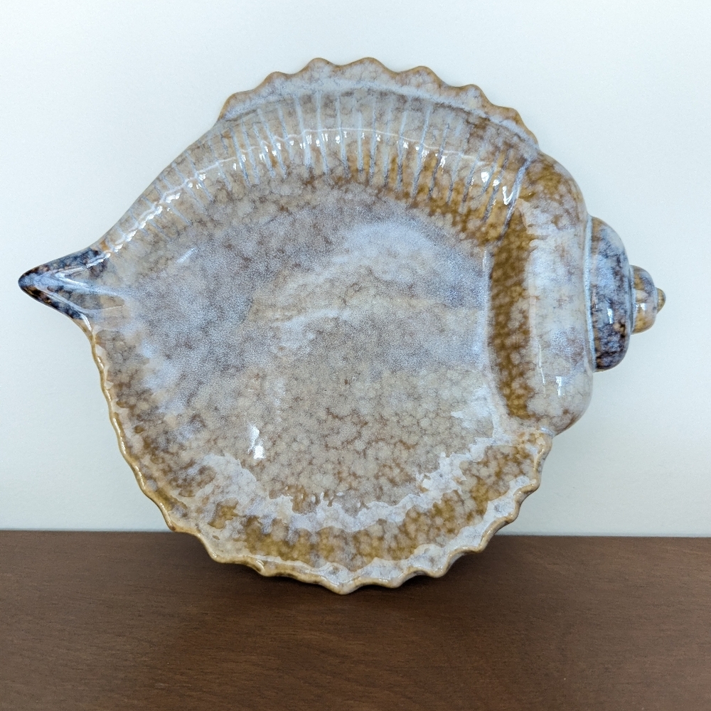Vintage Ceramic Shell Trinket Tray 1948, Nautical Decor